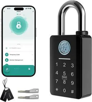 Heavy Duty Fingerprint Padlock with Key, Outdoor Smart Padlock with Code Keypad, Smart Combination Gate Lock for Outdoor Fence, Gate, Storage Unit, Tuya App, Waterproof (10 mm Shackle) Heavy Duty Fingerprint Padlock with Key, Outdoor Smart Padlock with Code Keypad, Smart Combination Gate Lock for Outdoor Fence, Gate, Storage Unit, Tuya App, Waterproof (10 mm Shackle)