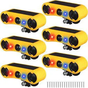 Qualirey Solar Outdoor Motion Sensor Alarm 2 x 129dB Loud Noise Maker 13 Sound Detector Strobe Light, 4 Modes Animal Deterrent Dog Barking Alarm Mount on Ground or Fence for Garden Yard(6 Pack) Qualirey Solar Outdoor Motion Sensor Alarm 2 x 129dB Loud Noise Maker 13 Sound Detector Strobe Light, 4 Modes Animal Deterrent Dog Barking Alarm Mount on Ground or Fence for Garden Yard(6 Pack)