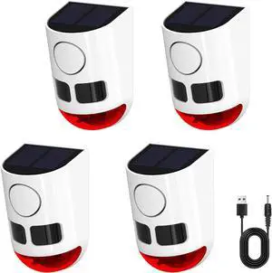 Solar Motion Sensor Alarm with Strobe Light, 130dB Outdoor Security Alarm System, 13 Alarm Sounds with Remote Control, Solar Powered, Waterproof PIR Motion Detector for Farm Yard Garden Orchard.4PCS Solar Motion Sensor Alarm with Strobe Light, 130dB Outdoor Security Alarm System, 13 Alarm Sounds with Remote Control, Solar Powered, Waterproof PIR Motion Detector for Farm Yard Garden Orchard.4PCS