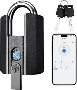 Lokko Outdoor Padlock, Smart Waterproof Heavy Duty Gate Lock, Bluetooth Fingerprint Lock with TT Lock App, 4 Electronic Keys for Landlord, Airbnb, Yard Gate, Storage Shed, Warehouse Lokko Outdoor Padlock, Smart Waterproof Heavy Duty Gate Lock, Bluetooth Fingerprint Lock with TT Lock App, 4 Electronic Keys for Landlord, Airbnb, Yard Gate, Storage Shed, Warehouse