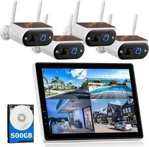 Camcamp Solar Security Cameras Wireless Outdoor, Quick Installation, No Subscription Cameras for Home Security Camera System, 10CH Expandable, 2.4 & 5GHz, 4 Cameras with Monitor Camcamp Solar Security Cameras Wireless Outdoor, Quick Installation, No Subscription Cameras for Home Security Camera System, 10CH Expandable, 2.4 & 5GHz, 4 Cameras with Monitor