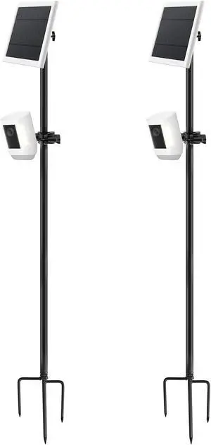 Ground Stake Mount Stand with Solar Panel Bracket, 2 Pack Universal Camera Holder Compatible with Ring, Blink, Arlo, Eufy, Wyze, Google Nest, Simplisafe, for Outdoor Cameras & Solar Panels Ground Stake Mount Stand with Solar Panel Bracket, 2 Pack Universal Camera Holder Compatible with Ring, Blink, Arlo, Eufy, Wyze, Google Nest, Simplisafe, for Outdoor Cameras & Solar Panels