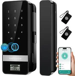 Smart Glass Door Lock, 2026 New Keyless Entry Door Lock, Biometric Fingerprint Glass Door Locks, Electronic Keypad Biometric Lock with App Control, Sliding Door Smart Lock for Office, Home, Store Smart Glass Door Lock, 2026 New Keyless Entry Door Lock, Biometric Fingerprint Glass Door Locks, Electronic Keypad Biometric Lock with App Control, Sliding Door Smart Lock for Office, Home, Store