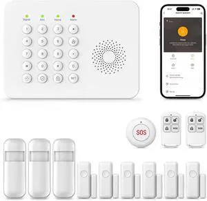 YBJ Alarm System for Home Security,DIY Wireless Home Alarm System with Door and Motion Sensors,Smart Keypad,No Subscription Fee (13-Piece Kit) YBJ Alarm System for Home Security,DIY Wireless Home Alarm System with Door and Motion Sensors,Smart Keypad,No Subscription Fee (13-Piece Kit)