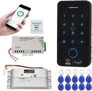 Fingerprint WiFi Tuya Access Control System Kit with Electric Drop Bolt Lock, IP68 Biometrics Access Control Keypad 125KHz 13.56MHz + 10PCS RFID Key fobs, Smart APP Remote Unlock Fingerprint WiFi Tuya Access Control System Kit with Electric Drop Bolt Lock, IP68 Biometrics Access Control Keypad 125KHz 13.56MHz + 10PCS RFID Key fobs, Smart APP Remote Unlock