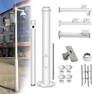 Surveillance Camera Post Stand Outdoor,2.2-6M Tall Universal Vertical Pole Security Camera Pole Outdoor, with 4 Brackets, Backyard Walkway Industrial Commercial Home Use(Tall 3m/9.8ft) Surveillance Camera Post Stand Outdoor,2.2-6M Tall Universal Vertical Pole Security Camera Pole Outdoor, with 4 Brackets, Backyard Walkway Industrial Commercial Home Use(Tall 3m/9.8ft)