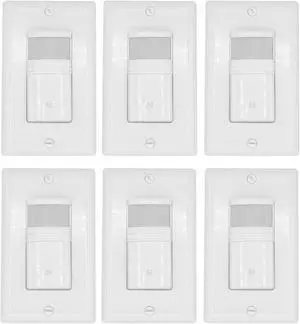 LED Infrared Wall Switch Vacancy and Occupancy Motion Sensor, Automatic On or Off Operation, Adjustable Time Delay, Neutral Wire Required, Replaces Standard Light or Fan Single-Pole, UL Listed (6) LED Infrared Wall Switch Vacancy and Occupancy Motion Sensor, Automatic On or Off Operation, Adjustable Time Delay, Neutral Wire Required, Replaces Standard Light or Fan Single-Pole, UL Listed (6)