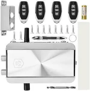 Remote Controlled Electronic with 4 Button Keypad Theft Mechanical Lock System for Interior Doors and Gates Silver Remote Controlled Electronic with 4 Button Keypad Theft Mechanical Lock System for Interior Doors and Gates Silver