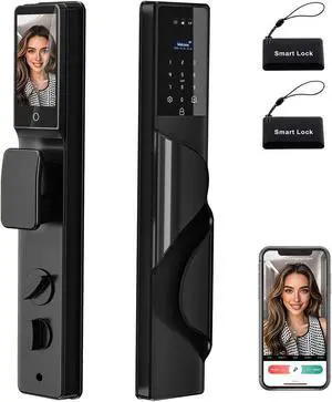 Dalm Vein Smart Lock, 3D Facial Recognition for Keyless Entry, Fingerprint, Ic Card, Tuya App, Wi-Fi, Auto-Lock, Voice Control,Rear Lock Video ScreenAluminum Alloy Construction Dalm Vein Smart Lock, 3D Facial Recognition for Keyless Entry, Fingerprint, Ic Card, Tuya App, Wi-Fi, Auto-Lock, Voice Control,Rear Lock Video ScreenAluminum Alloy Construction