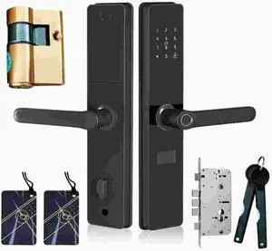 KEPEAK Fingerprint Smart Lock with 2 Lever Handle Set, App Control, Keyless Entry Front Door Lock Set, Electronic Digital Touchscreen Keypad, Auto Lock, Secure Home Access KEPEAK Fingerprint Smart Lock with 2 Lever Handle Set, App Control, Keyless Entry Front Door Lock Set, Electronic Digital Touchscreen Keypad, Auto Lock, Secure Home Access