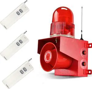 Outdoor Wireless Remote Control Alarm Siren 120dB Loud Horn 1.24mile Industrial Emergency Security Adjust Volume Indoor Siren Light with 3 Remote Controller AC110V Outdoor Wireless Remote Control Alarm Siren 120dB Loud Horn 1.24mile Industrial Emergency Security Adjust Volume Indoor Siren Light with 3 Remote Controller AC110V