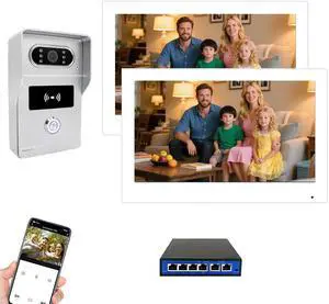 Wired IP Video Apartment Intercom System,1080P Camera and 7 inch Touch Monitor,Video Door Phone Kit Two-Way Audio Motion Detected with POE for Home,Tuya (1 Doorbell + 2 Monitor + 1 POE) Wired IP Video Apartment Intercom System,1080P Camera and 7 inch Touch Monitor,Video Door Phone Kit Two-Way Audio Motion Detected with POE for Home,Tuya (1 Doorbell + 2 Monitor + 1 POE)