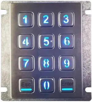 Panel Mount 3x4 Matrix USB Connector Outdoor IP65 Waterproof Metal Numeric Backlight Keypad(Matrix Interface,Esc and Enter) Panel Mount 3x4 Matrix USB Connector Outdoor IP65 Waterproof Metal Numeric Backlight Keypad(Matrix Interface,Esc and Enter)