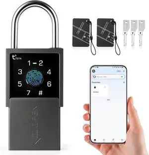 Smart Fingerprint Padlock with Key and Code Keypad,Heavy Duty Weatherproof Electronic Digital Bluetooth App Smart Combo Pad Lock for Outdoor Fence, Gate, Shed, Storage Unit, Pool, Locker, Tuya App Smart Fingerprint Padlock with Key and Code Keypad,Heavy Duty Weatherproof Electronic Digital Bluetooth App Smart Combo Pad Lock for Outdoor Fence, Gate, Shed, Storage Unit, Pool, Locker, Tuya App