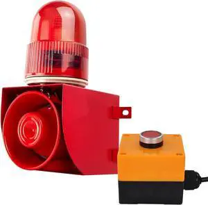 Alarm Siren with Button Control Box 25W 120dB Loud Horn One Button Linkage Outdoor Security Siren with LED Strobe Light SLA-01Z AC110V Alarm Siren with Button Control Box 25W 120dB Loud Horn One Button Linkage Outdoor Security Siren with LED Strobe Light SLA-01Z AC110V