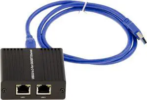 KALEA-INFORMATIQUE USB 3.0 to 2 Port RJ45 LAN GIGABIT Ethernet 10 100 1000 with ASIX AX88179 Dual Chipset KALEA-INFORMATIQUE USB 3.0 to 2 Port RJ45 LAN GIGABIT Ethernet 10 100 1000 with ASIX AX88179 Dual Chipset
