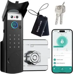 Face Recognition Smart Door Locks Outdoor Fence Door Locks with Rain Cover 6 Unlocking Methods APP Remote Unlocking Fingerprint Passcode IC Card Key Unlocking Suitable for Outdoor & Home Use(Black) Face Recognition Smart Door Locks Outdoor Fence Door Locks with Rain Cover 6 Unlocking Methods APP Remote Unlocking Fingerprint Passcode IC Card Key Unlocking Suitable for Outdoor & Home Use(Black)