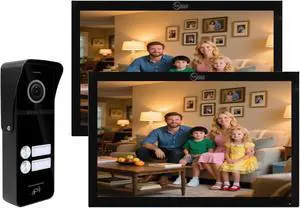 Wired Video Doorbell Intercom System 2 Units 10 Inches Touch Monitor Video Door Phone Kit,Support Monitoring,3 in 1 Unlock,2-Way Intercom for Apartment Home,Tuya (1 doorbell(b) + 2 Monitor(b)) Wired Video Doorbell Intercom System 2 Units 10 Inches Touch Monitor Video Door Phone Kit,Support Monitoring,3 in 1 Unlock,2-Way Intercom for Apartment Home,Tuya (1 doorbell(b) + 2 Monitor(b))