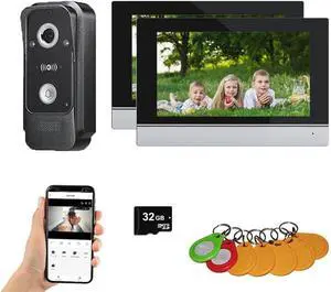 ANJIELO SMART Wired Video Intercom System Tuya WiFi 7 Inch Touch Screen 1080P Doorbell Intelligent Tuya APP Intercom Kit with 3 in 1 Unlock Motion Detection,Anti-Tamper Alarm,32G (1 Bell+2 Monitor) ANJIELO SMART Wired Video Intercom System Tuya WiFi 7 Inch Touch Screen 1080P Doorbell Intelligent Tuya APP Intercom Kit with 3 in 1 Unlock Motion Detection,Anti-Tamper Alarm,32G (1 Bell+2 Monitor)