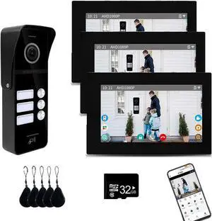 Wired Apartment Video Doorbell System 3 Units 7 Inch Touch Monitor Video Doorbell,Wireless Video Door Phone Kit, Support Monitoring, Unlocking, Dual Way Intercom for Home (7 inch monitor) Wired Apartment Video Doorbell System 3 Units 7 Inch Touch Monitor Video Doorbell,Wireless Video Door Phone Kit, Support Monitoring, Unlocking, Dual Way Intercom for Home (7 inch monitor)