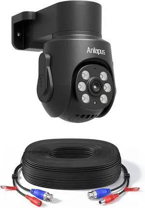 Anlapus 4K 8MP TVI CCTV Home Surveillance Dome PT Camera, Wired Add-on Camera with 360° pan and 140° tilt, 80ft IR Night Vision, IP66 Weatherproof, Included 100ft 4K BNC Video Power Cable Anlapus 4K 8MP TVI CCTV Home Surveillance Dome PT Camera, Wired Add-on Camera with 360° pan and 140° tilt, 80ft IR Night Vision, IP66 Weatherproof, Included 100ft 4K BNC Video Power Cable