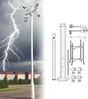 Outdoor Security Camera Pole, Universal Surveillance Post Stand with 4 Brackets, Adjustable Height for Home, Backyard, Industrial Use - 11.4ft/3.5m Outdoor Security Camera Pole, Universal Surveillance Post Stand with 4 Brackets, Adjustable Height for Home, Backyard, Industrial Use - 11.4ft/3.5m