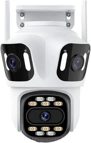Four Lens Four Screen PTZ Camera WiFi Human Detecton Three Lens Outdoor Camera Security Surveillance Dual Camera ICSee APP(UK Plug,Option B NO Card) Four Lens Four Screen PTZ Camera WiFi Human Detecton Three Lens Outdoor Camera Security Surveillance Dual Camera ICSee APP(UK Plug,Option B NO Card)