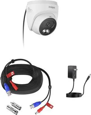 Anlapus 4K Security Camera Add-On Kit, Includes 8MP Wired Analog Dome Camera with Audio, Night Vision & IP66 Weatherproof + 60ft 4K Ultra HD BNC Video Power Cable + DC 12V 2A Adapter. Anlapus 4K Security Camera Add-On Kit, Includes 8MP Wired Analog Dome Camera with Audio, Night Vision & IP66 Weatherproof + 60ft 4K Ultra HD BNC Video Power Cable + DC 12V 2A Adapter.