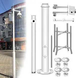 Tall Security Camera Pole Outdoor, Universal Surveillance Camera Post Stand with 4 Brackets, Surveillance Pole Assembly,Backyard Walkway Industrial Commercial Home Use High2.5m/8.2ft Tall Security Camera Pole Outdoor, Universal Surveillance Camera Post Stand with 4 Brackets, Surveillance Pole Assembly,Backyard Walkway Industrial Commercial Home Use High2.5m/8.2ft