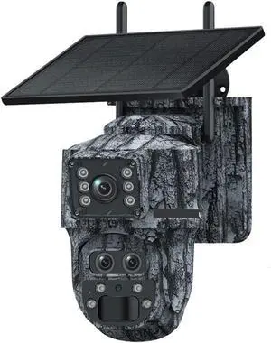 Solar Camera Outdoor 12MP 6K Dual Screen WIFI / 4G SIM Monitor IP66 PIR Human Detection Security Camera Camouflage Forest(12MP WIFI) Solar Camera Outdoor 12MP 6K Dual Screen WIFI / 4G SIM Monitor IP66 PIR Human Detection Security Camera Camouflage Forest(12MP WIFI)