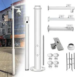 Universal Camera Pole Mount with 4 Brackets, Multi-use Pole Bracket for Security Camera, Surveillance Pole Column for Backyard, Parking Lot 6m/19.6ft Universal Camera Pole Mount with 4 Brackets, Multi-use Pole Bracket for Security Camera, Surveillance Pole Column for Backyard, Parking Lot 6m/19.6ft