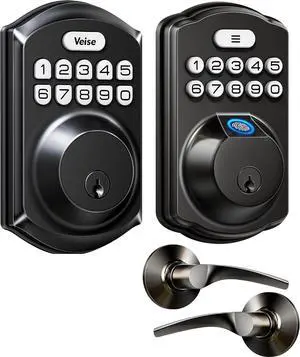 Veise Fingerprint Door Lock with 2 Lever Handles + Veise VE001 Keyless Entry Door Lock with Keypad Veise Fingerprint Door Lock with 2 Lever Handles + Veise VE001 Keyless Entry Door Lock with Keypad