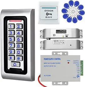 Complete Security Access Control System Kit 2000-User IP68 Zinc Alloy Keypad, Electric Mortise Lock, 12V Power Supply, Exit Button & 15 RFID Key Fobs All-in-One for Home/Office/Apartment Complete Security Access Control System Kit 2000-User IP68 Zinc Alloy Keypad, Electric Mortise Lock, 12V Power Supply, Exit Button & 15 RFID Key Fobs All-in-One for Home/Office/Apartment