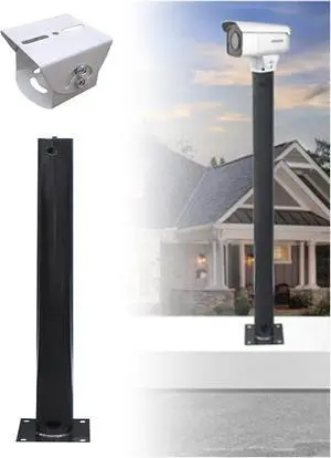 Universal Weatherproof Security Camera Pole Stand, 120cm/47.24in Commercial Surveillance Bracket for Outdoor Monitoring - Durable Black Security Camera Mount Universal Weatherproof Security Camera Pole Stand, 120cm/47.24in Commercial Surveillance Bracket for Outdoor Monitoring - Durable Black Security Camera Mount