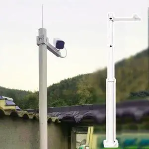 8-20 ft Dome Security Camera Pole, Adjustable Extension for Outdoor Surveillance, Corner Installation, Segmented Design, White, Compatible with Single Gun Cameras 8-20 ft Dome Security Camera Pole, Adjustable Extension for Outdoor Surveillance, Corner Installation, Segmented Design, White, Compatible with Single Gun Cameras
