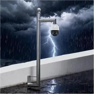 Outdoor Security Camera Post Mount, Stainless Steel Stand, Adjustable 19.7"-78.7" Extension Pole for Surveillance Cameras (Light Coffee, 120cm/3.9ft) Outdoor Security Camera Post Mount, Stainless Steel Stand, Adjustable 19.7"-78.7" Extension Pole for Surveillance Cameras (Light Coffee, 120cm/3.9ft)