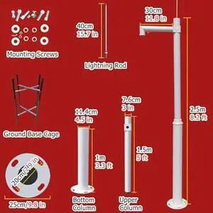 10-20 FT Adjustable Security Camera Pole for Outdoor Surveillance, Durable Segmented Mounting Stand with Screws & Ground Cage, Ideal for PTZ/Cameras, 2 Sections - 10-20 FT Adjustable Security Camera Pole for Outdoor Surveillance, Durable Segmented Mounting Stand with Screws & Ground Cage, Ideal for PTZ/Cameras, 2 Sections -