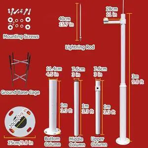 Adjustable Outdoor Security Camera Mount, Metal Surveillance Pole Stand, 3-Section 9.4 ft Height (78.7 to 236.2 in), Easy Install for Enhanced Home Monitoring Adjustable Outdoor Security Camera Mount, Metal Surveillance Pole Stand, 3-Section 9.4 ft Height (78.7 to 236.2 in), Easy Install for Enhanced Home Monitoring
