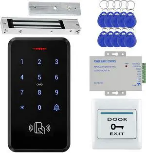 RFID Door Access Control System Kit with 280KG/600lbs Magnetic Lock, IP68 Waterproof Keypad, 3000 Users, 12V/3A Power Supply, Exit Button & 10 Key Fobs, for Home Office Apartment RFID Door Access Control System Kit with 280KG/600lbs Magnetic Lock, IP68 Waterproof Keypad, 3000 Users, 12V/3A Power Supply, Exit Button & 10 Key Fobs, for Home Office Apartment