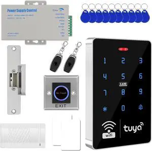 WiFi Graffiti Access Control System kit, Waterproof RFID keypad, NC Type Electric Door Lock, DC12V 5A Power Adapter, Infrared exit Button, Two-Wire doorbell, 10 13.56MHz Key fobs, 2 Remote Controls WiFi Graffiti Access Control System kit, Waterproof RFID keypad, NC Type Electric Door Lock, DC12V 5A Power Adapter, Infrared exit Button, Two-Wire doorbell, 10 13.56MHz Key fobs, 2 Remote Controls