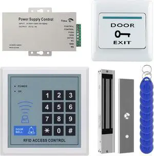 RealOKbil Fully Access Control System Kit,Easy to Install,1000 Users, Wiegand 26, 125KHz RFID Door Entry Keypad+280kg Magnetic Lock+ DC12V Power Supply+ Exit Button + 10 Key Fobs RealOKbil Fully Access Control System Kit,Easy to Install,1000 Users, Wiegand 26, 125KHz RFID Door Entry Keypad+280kg Magnetic Lock+ DC12V Power Supply+ Exit Button + 10 Key Fobs