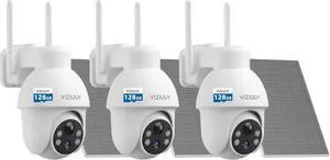 VIZIUUY 5MP Solar Security Camera Outdoor, Wireless Battery Powered Security Camera with 360°View, Pan and Tilt, Color Night Vision with Floodlight,PIR Human Detection with 128GB SD Card(3 Pack) VIZIUUY 5MP Solar Security Camera Outdoor, Wireless Battery Powered Security Camera with 360°View, Pan and Tilt, Color Night Vision with Floodlight,PIR Human Detection with 128GB SD Card(3 Pack)