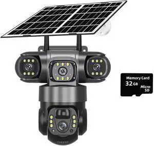 V380 Pro Solar Power Camera 4G Sim Card Triple Lens, PIR Human Detection PTZ, Outdoor CCTV Surveillance Monitor(4G Camera 32GB Card) V380 Pro Solar Power Camera 4G Sim Card Triple Lens, PIR Human Detection PTZ, Outdoor CCTV Surveillance Monitor(4G Camera 32GB Card)