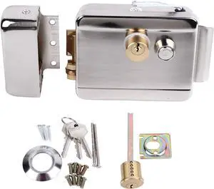 Electric Control Doorbell Intercom Door Lock, Dual Head Double Lock Security System, 12V Electronic Door Lock with Wire Drawing Technology for Home and Rental Houses, Durable Iron Electric Control Doorbell Intercom Door Lock, Dual Head Double Lock Security System, 12V Electronic Door Lock with Wire Drawing Technology for Home and Rental Houses, Durable Iron