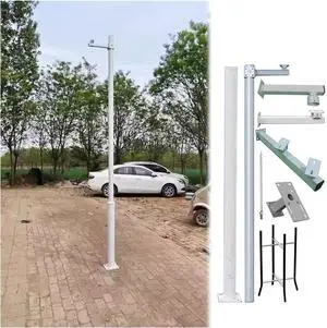 11.4ft Metal Security Camera Mount Pole, Segmented Bracket for Surveillance, Ideal for School, Backyard, Porch, Patio, Walkway, Highway - 2 Sections 3.5m 11.4ft Metal Security Camera Mount Pole, Segmented Bracket for Surveillance, Ideal for School, Backyard, Porch, Patio, Walkway, Highway - 2 Sections 3.5m