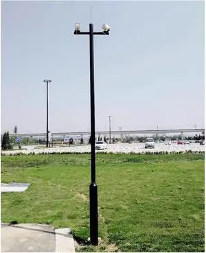 Heavy-Duty Outdoor Security Camera Pole, 9.8ft Black Metal Surveillance Stake with Lightning Rod & Mounting Bracket for Industrial Monitoring, Weather-Resistant Design Heavy-Duty Outdoor Security Camera Pole, 9.8ft Black Metal Surveillance Stake with Lightning Rod & Mounting Bracket for Industrial Monitoring, Weather-Resistant Design