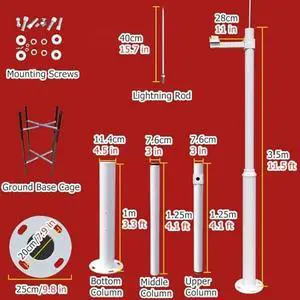 Heavy-Duty Outdoor Security Camera Mount Pole - Adjustable 11.5 ft Metal Floor Stand, 3-Section Design for Easy Installation & Enhanced Surveillance Systems Heavy-Duty Outdoor Security Camera Mount Pole - Adjustable 11.5 ft Metal Floor Stand, 3-Section Design for Easy Installation & Enhanced Surveillance Systems