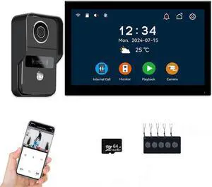 2-Wired Video intercom System,Video Doorbell Camera with 7-inch Touch Screen Monitor,Wired Video Door Phone HD Camera,Two Way Call,Night Vision,Motion Detection (Doorbell-B+10 inch-B) 2-Wired Video intercom System,Video Doorbell Camera with 7-inch Touch Screen Monitor,Wired Video Door Phone HD Camera,Two Way Call,Night Vision,Motion Detection (Doorbell-B+10 inch-B)