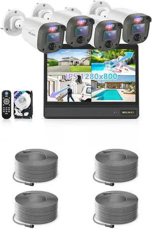 All-in-One Security System Outdoor Wired Security Camera System with 10 Monitor, Home Video Surveillance Systems, Outside CCTV Cameras for Home Security with 4×150ft Extension Cables All-in-One Security System Outdoor Wired Security Camera System with 10 Monitor, Home Video Surveillance Systems, Outside CCTV Cameras for Home Security with 4×150ft Extension Cables
