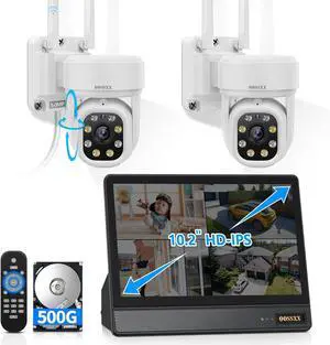 OOSSXX (2026 Update) 5MP PT Wireless Security Camera System with 10" Monitor & NVR, AI Human Tracking, Dual-Band 2.4G&5G WiFi, 2-Way Audio, 500GB HDD, No Monthly Fee, All-in-One Home Security Kit OOSSXX (2026 Update) 5MP PT Wireless Security Camera System with 10" Monitor & NVR, AI Human Tracking, Dual-Band 2.4G&5G WiFi, 2-Way Audio, 500GB HDD, No Monthly Fee, All-in-One Home Security Kit